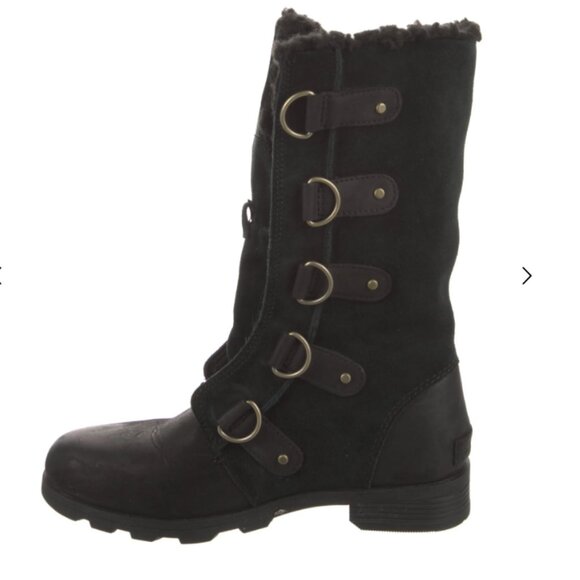 Sorel Boots Combat Faux Fur Trim Leather Boots Size 7 - Picture 1 of 1